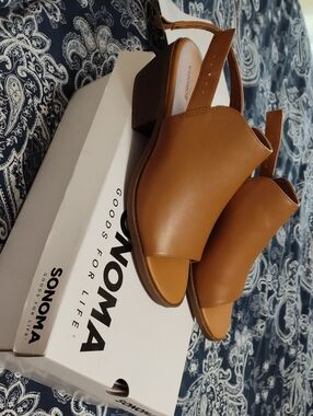 Sonoma Tan Open-Toe Slingback Block Heel Mules